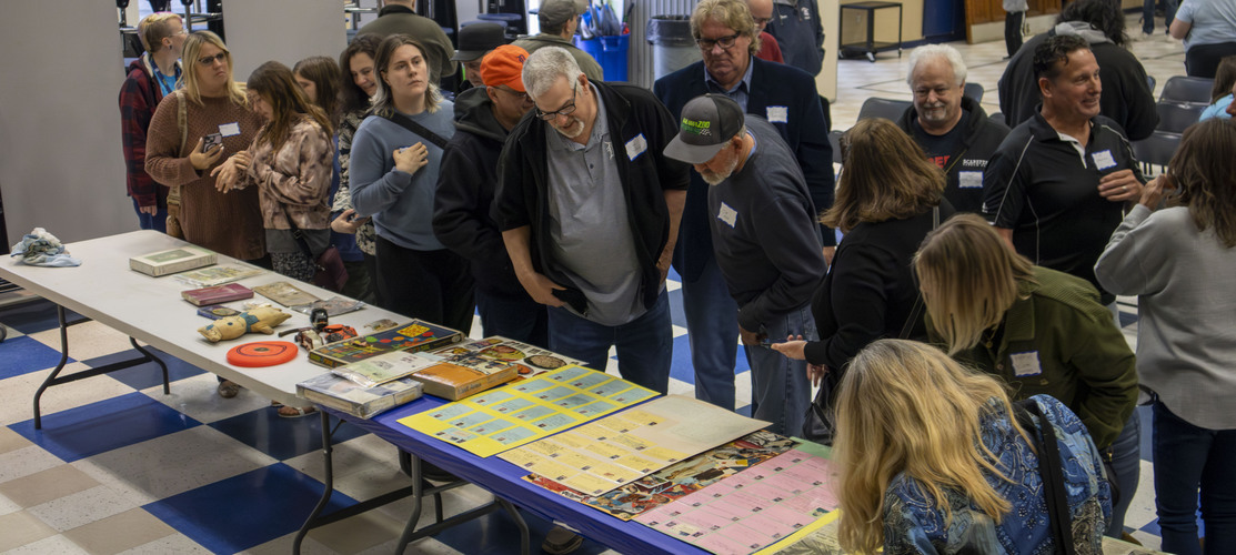 Guests viewing the contents of the time capsule during the South River 150th Anniversary Celebration